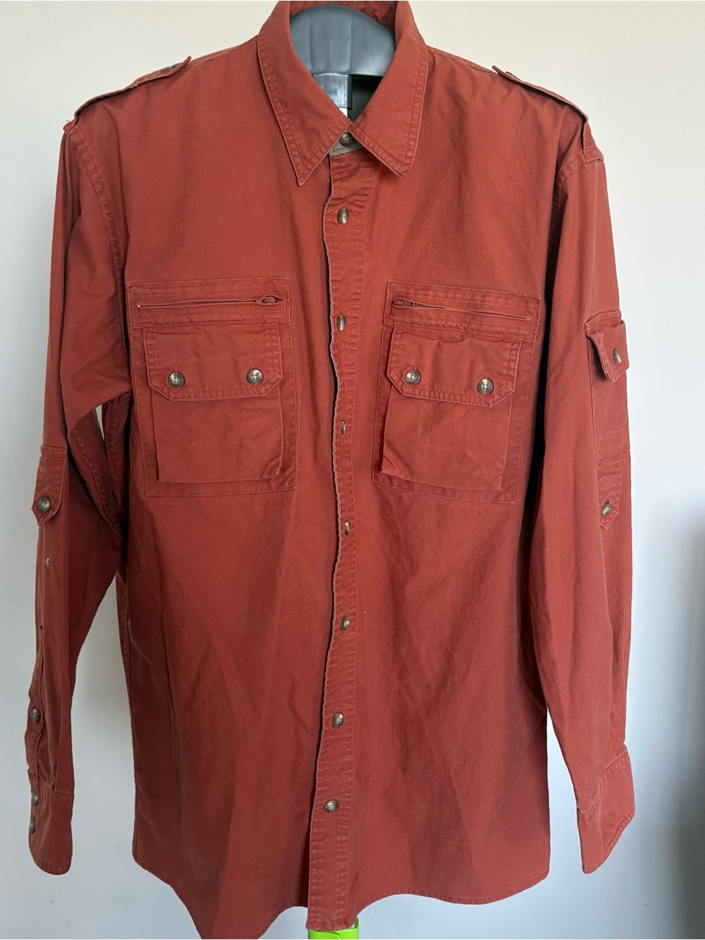 Cabela's Medium Tall Safari Series Burnt Orange 100% Cotton Heavy Button Shirt